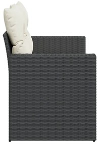 2 személyes fekete polyrattan kerti kanapé párnával