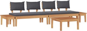 vidaXL Kerti Kanapé Szett 5 pcs Barna és Szürke