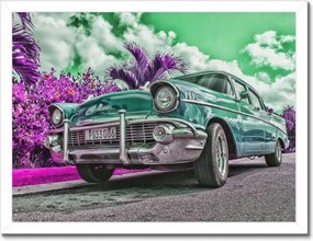 Poszterek keretben 40x30 Klasszikus autó türkizkék