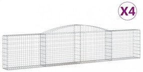 vidaXL 4 db íves horganyzott vas gabion kosár 400x30x80/100 cm