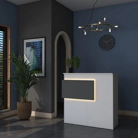 Recepciós pult fiókokkal, 110x110x40 cm,  fehér és szürke