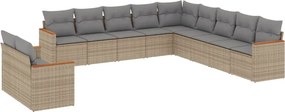 vidaXL 11részes vegyes bézs polyrattan kerti ülőgarnitúra párnákkal