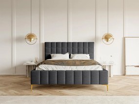 Franciaágy 180 cm Sheldona 180 (ágyráccsal) (tárolóhellyel) (sötétszürke + arany). Akció -15%. 1099760