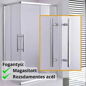 Stuxi Nizza 120x70 cm aszimmetrikus két tolóajtós zuhanykabin 6 mm vízlepergető biztonsági üveggel, króm elemekkel, 190 cm magas