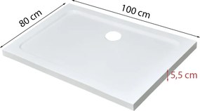 Modena Slim aszimmetrikus szögletes akril zuhanytálca, 80x100x5,5 cm-es méretben