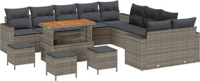 vidaXL Kerti Kanapé Szett 14 pcs Szürke polirattan