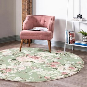 Világoszöld mosható-robotporszívóval tisztítható kerek szőnyeg ø 100 cm Comfort – Mila Home