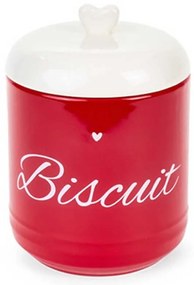 Kerámia nagy konyhai tárolóedény piros szíves keksz 1300 ml