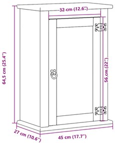 Corona tömör fenyőfa fali fürdőszobaszekrény 45 x 27 x 64,5 cm