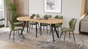 Mazzoni Ovális bővíthető étkezőasztal EXPANSO Artisan Tölgy / fekete lábak