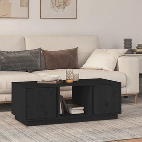 Fekete tömör fenyőfa dohányzóasztal 110x50x40 cm