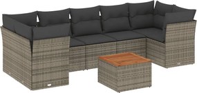 vidaXL 8 részes szürke polyrattan kerti ülőgarnitúra párnákkal