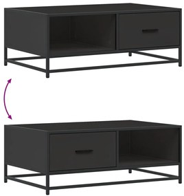 fekete szerelt fa és fém dohányzóasztal 90 x 57 x 35 cm