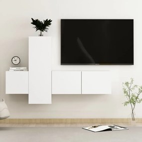 3 részes fehér forgácslap TV-szekrényszett