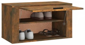 füstös tölgy színű tömör fenyőfa fali cipőszekrény 70x35x38 cm