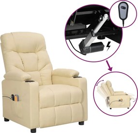 vidaXL krémszínű szövet elektromos masszázsfotel