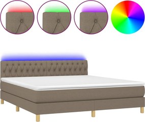 vidaXL tópszínű szövet rugós és LED-es ágy matraccal 160x200 cm