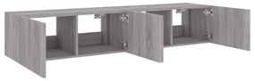 2 db szürke sonoma fali TV-szekrény LED-ekkel 80x35x31 cm