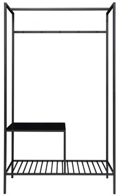 Vita ruhataró állvány, 2 polc, fekete, fekete váz 101x38x170 cm