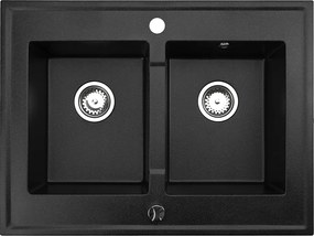 Gránit Mosogató Grande konyhai mosogató kétrekeszes szekrényre szerelhető