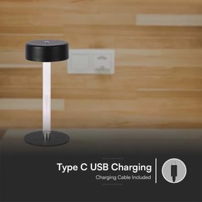 LED Dimmelhető újratölthető asztali lámpa LED/3W/5V 3000-6000K fekete