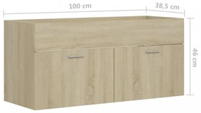 sonoma tölgy színű szerelt fa mosdószekrény 100 x 38,5 x 46 cm