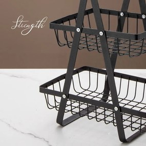 Háromszintes gyümölcs- és zöldségkosár PATERA, fekete
