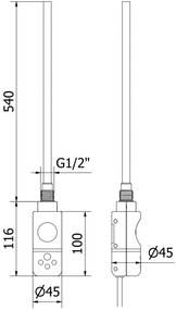 Mexen Pluton, elektromos fűtőelem 1200x500 mm + fűtőrúd 600 W, fehér, W106-1200-500-2600-20