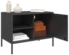 fekete acél TV-szekrény 68 x 39 x 50,5 cm
