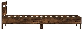 füstös tölgyszínű szerelt fa ágykeret fejtámlával 90 x 200 cm