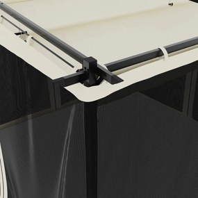 krémszínű acél pavilon hálós oldalakkal 3 x 3 m