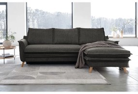 Sötétszürke kinyitható sarokkanapé (jobb oldali) Charming Charlie – Miuform