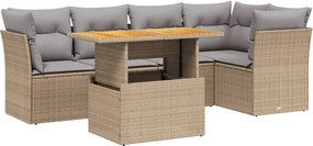 vidaXL 5 részes bézs polyrattan kerti ülőgarnitúra párnákkal