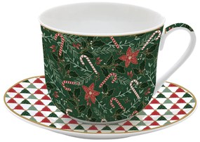 Karácsonyi porcelán nagy teás csésze aljjal 400 ml díszdobozban Fancy Christmas