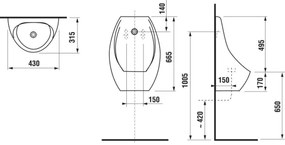 JIKA H8411010004871 - Domino 24V szenzoros piszoár, hátsó bekötés, hátsó lefolyó