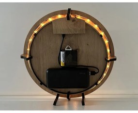 Li-Go 23688/DUB2 - LED falióra mozgásérzékelővel, LED/1xAA, átmérő 32 cm, tölgy