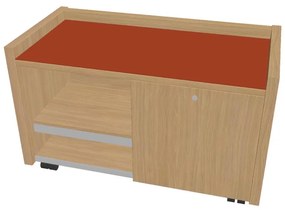 Verno mobil konténer 100 x 50 cm üveggel, bal, világos tölgy / narancs