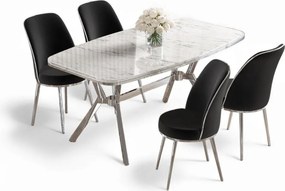 Lena étkezőgarnitúra, fehér márvány-króm, 160 cm – TR240CHR2855