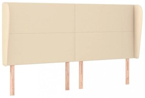 krémszínű szövet fejtámla szárnyakkal 203x23x118/128 cm