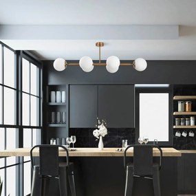 Fehér-aranyszínű mennyezeti lámpa üveg búrával 40x110 cm Fazli – Opviq lights