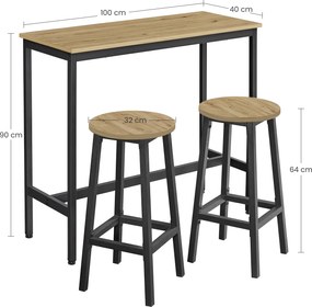 Étkező szett 1+2, bárasztal 100x40 cm és bárszékek TAYLOR ARTISAN