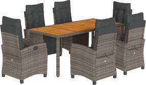vidaXL 7 részes szürke polyrattan kerti étkezőgarnitúra párnával