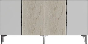 Poli 150 - White, Travertine, Silver