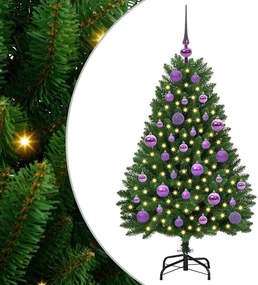 vidaXL Mű karácsonyfa 150 LED-del Zöld 120 cm PVC és fém