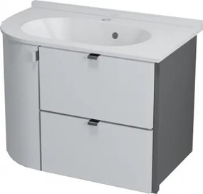 PULSE mosdótartó szekrény, 2 fiókkal, 1 ajtóval, balos, 75x52x45cm, fehér/antracit (PU075L)