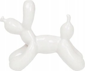 Figura fehér Léggömb Kutya magas fényű poliresin