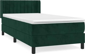 vidaXL sötétzöld bársony rugós ágy matraccal 90 x 200 cm