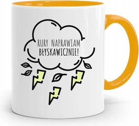 Sárga Bögre Ajándék Villámgyors Vízvezeték Szerelőnek, fényképes nyomattal