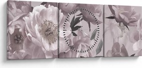 Kép - Vintage bazsarózsa virágok (órával) (90x30 cm)