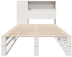 fehér tömör fa könyvespolcos ágy matrac nélkül 75 x 190 cm